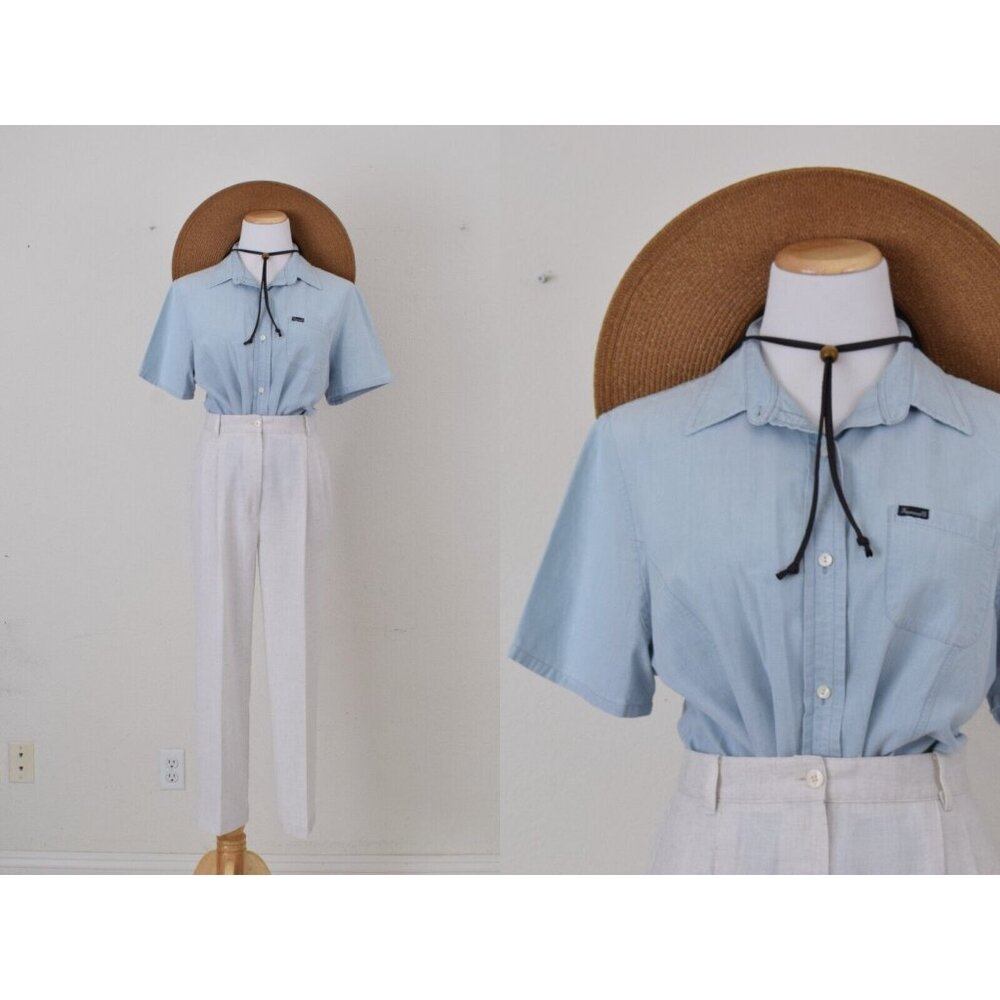 Worn and Faded Faconnable Cotton Womens Button Shirt size XL